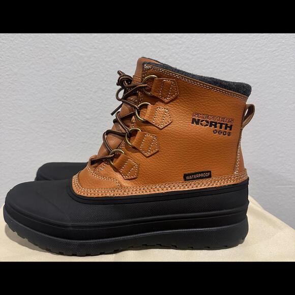 New Skechers Relaxed Fit Waterproof Wealer Muck Morrow Leather Boots Men's 9 - Picture 3 of 7